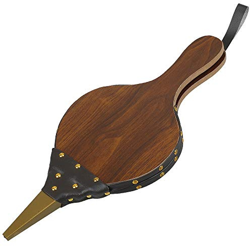 Z-Color 1PCS Brown Wood Fireplace Bellows 17 x 7.5 Outdoor Cooking Fan Air Blower