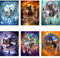 VAIIEYO DIY 5D Diamond Painting Wolf, Diamant Painting Bilder Malerei Kits Tier, Malen Nach Zahlen Diamant Home Wand Decor Gemälde Kreuzstich Diamond Dekoration 30x40 cm(6 Pack)