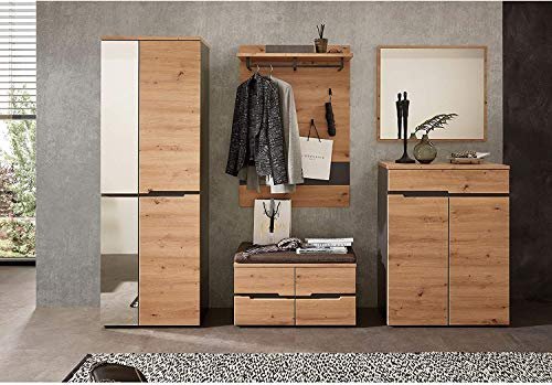 DEINE TANTE EMMA 30 A1 GH 80 Memphis Artisan Eiche Nb. 5tlg. Komplett Garderobe Diele Spiegel Schuhschrank Wandgarderobe B/H/T: 255/197/38