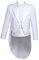 FEESHOW Herren Zweireiher Frack Set 4 Stück Anzüge Hochzeit Smoking Anzüge Revers Sakko Jacke Lange Hose Krawatte mit Gürtel Set Weiß L