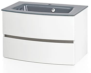 Waschtisch Kornel 80 cm mit grauem Waschbecken – Weiß