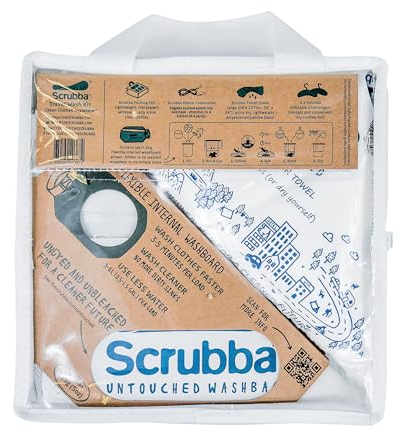 Scrubba UNTOUCHED Waschbeutel & Trocken-Set – Tragbares Waschsystem mit XL Handtuch, Wäscheleine & Haken – Für Camping, Hiking, Hostels & Reisen – Nachhaltig, leicht & kompakt – Waschlösung unterwegs