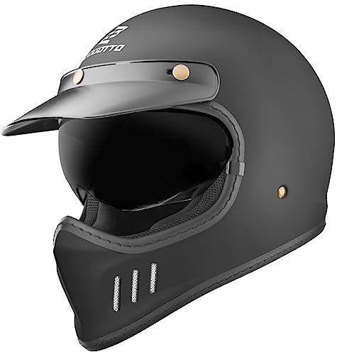 Bogotto FF980 Caferacer Cross Helm, schwarz matt, L