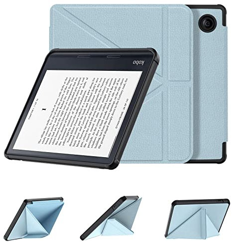 DONGZHU Kobo Libra 2 Étui de protection en cuir synthétique avec fonction veille/réveil automatique pour liseuse Kobo Libra 2 7 Bleu ciel