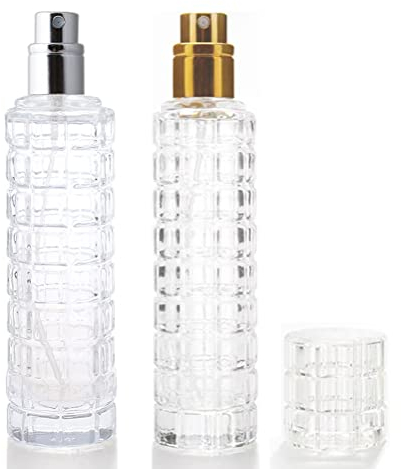 Enslz Glasflasche, nachfüllbar, Parfümzerstäuber, Spray, Parfümflaschen, 28 ml, Reise-Kölnflasche, tragbar (Gold und Silber)