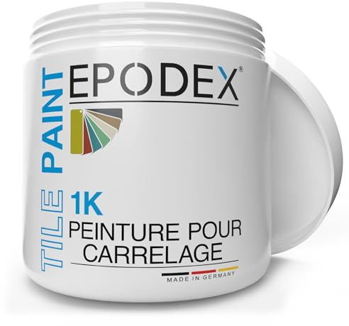 EPODEX 1K Peinture carrelage cuisine, salle de bain - Gris olive - Pastel | Vernis carrelage mural à usage normal, peinture satinée, 1 kg (une couche sur 8m²)