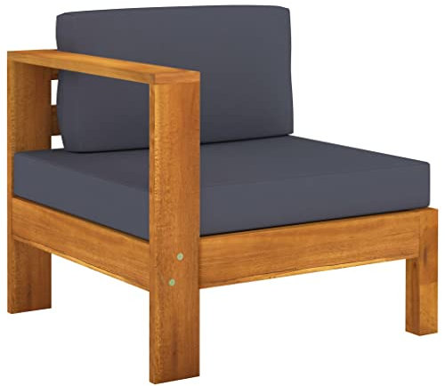 vidaXL Mittelsofa mit 1 Armlehne Dunkelgrau Massivholz Akazie