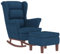 vidaXL Schaukelsessel und Hocker mit Holzbeinen Blau Samt, Sessel mit Hocker, Relaxsessel, Relaxstuhl, Schaukelsessel, Relaxsessel mit Hocker, Stuhl