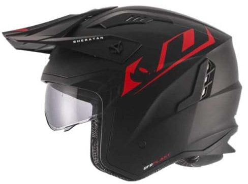 Casco Jet Sheratan con visiera parasole a scomparsa Trial Street Scooter Moto opaco (L)