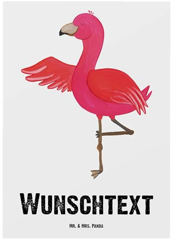 Mr. & Mrs. Panda Personalisierte Postkarte Flamingo Yoga - Personalisierte Geschenke, Ärger, Einladung mit Namen, Yogapose, Yoga Urlaub, Postkarte
