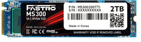 Mega Fastro SSD 2TB MS300 Series PCI-Express NVMe intern bis zu 7.000 MB/s Lesen 6.000 MB/s Schreiben