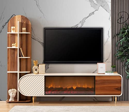 JV Möbel Kamin Sideboard Feuer Imitation Schrank Regal Sideboard Lowboard rtv tv Holz Neu