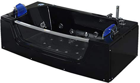 Baignoire hydromassage noir Balnéothérapie 180 X 90 cm Chromothérapie – Jamaica