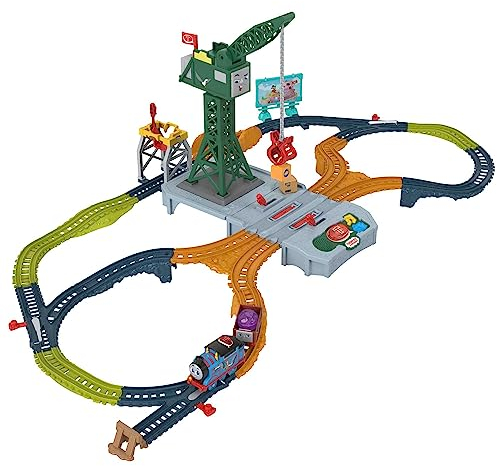 Il Trenino Thomas - I Suoni di Sodor Cranky Delivery, set con tre personaggi della serie, pista con suoni e trenini motorizzati a pile, giocattolo per bambini, 3+ anni, HXG13