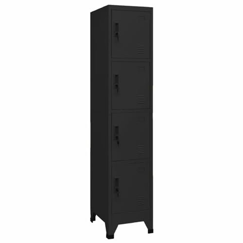 GuyAna Schließfachschrank Schwarz 38x45x180 cm Stahl SpintschräNke Spind Metall Aktenschrank Metall 339786