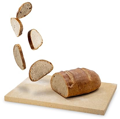 Feuerfest 123 - Pierre à pain en chamotte carrée 40 x 30 x 2,5 cm - Pour four et barbecue (au gaz) - Véritable brique en chamotte, brique pour pain croustillant et aéré, chamotte alimentaire