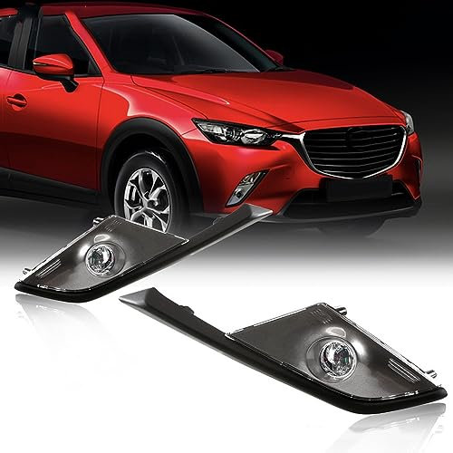 ZONTO 2PCS 10W Nebelscheinwerfer Montage 12V DRL Frontstoßstange Lampengehäuse Rahmengitter Für Mazda CX-3 2016 2017 2018