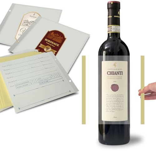 [WINERECORDER] 12 Pack Wine Beer Bottle Label Remover & Saver Kit | Self-Adhesive Laminating Sheets & Mounting Cards for Comments, 6.8x5.9in/17.5x15cm