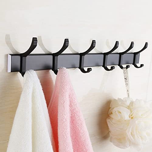 LeGDOr Wandgarderobe Tragender Haken hinter der Tür, starker Klebehaken, Garderoben-Wandhalterung, Wandbehang-Kleiderhaken Kleiderhakenschiene (Farbe: Schwarz)