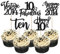 30 Stück Vintage 2015 Tortendeko Glitzer Happy 10th Ten Awesome Since 2015 Cupcake Toppers 10 Fabulous Kuchen Deko für 10. Geburtstag Hochzeitstag Party Kuchen Dekorationen Schwarz