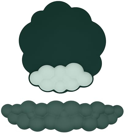 Cloud Mauspad Handgelenkstütze Tastatur Handgelenkauflage Set Ergonomische Handgelenkstütze zum Tippen Schmerzlinderung Tragbar für Computer Büro Gaming (Dunkelgrün-F)