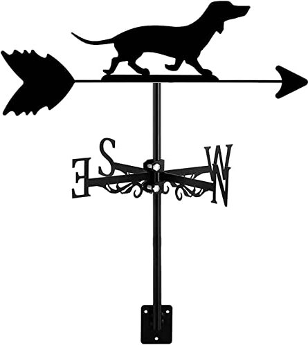 ANCNA-U Metall-Wetterfahne, kleiner Hund, Tier-Ornament, Windrichtungsanzeige, Dachdekoration, Zubehör für Garten, Terrasse, Outdoor, Hof, Dackel