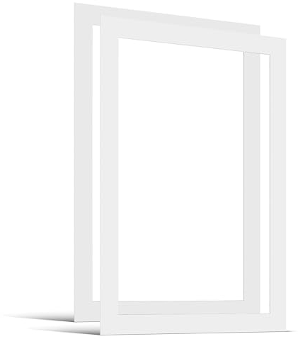 JUNOMI® 2X Passepartout 50x70 cm Außenmaß – für Bildformat DIN A2 (42x59,4 cm) – 1,5 mm Dicke – Farbe Reinweiß