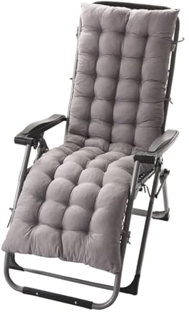 KMQRDZi Liegenauflage, Auflage für Gartenliege 155 x 48 x 8 cm, Polsterauflage für Sonnenliege, Ideal für Rattanstuhlkissen, Sofakissen, Liegestuhl-Kissen, Faux Leinen Chaise Lounge Kissen (Grau)