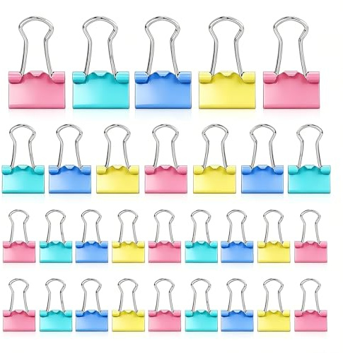 50pcs Colored Binder Clips, Upgrade Your Organization with 3 Sizes Metal Foldback Clips, Colorful Bulldog Clips, Colored Metal Binder Clips, Stationery Clamps for School & Office (15mm/19mm/25mm)