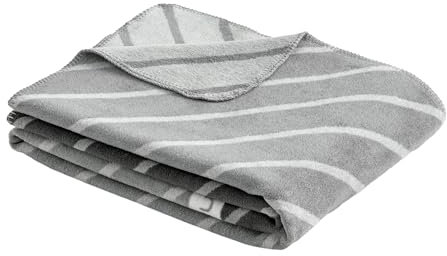 bugatti Decke 150x200 cm - Baumwollmix, Made in Germany, warm & waschbar, Kuscheldecke grau dunkelgrau sportlich