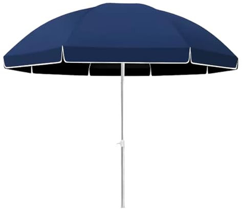 Parasol de terrasse rond de 2,6 m avec protection solaire UPF 50+, parasol de plage portable pour piscine, jardin, terrasse, poteau en acier et sac de transport inclus, cyan, 220cm/7ft