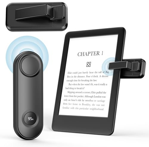 MoKo Telecomando Pagina Turner per Kindle Oasis Kobo eReaders, Clicker Page Turner per iPad/Tablet/Telefoni Lettura di romanzi Scattare foto, Telecomando Kindle RF con display di alimentazione, Nero