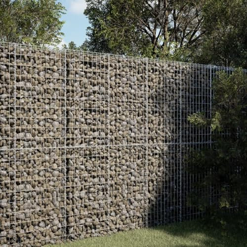 Sufrk Panier de gabion avec couverture, 150 x 100 x 200 cm, en fer galvanisé, mur de gabion, filet en pierre, panier en pierre, en fer galvanisé, mur de soutien pour jardinière en spirale pour