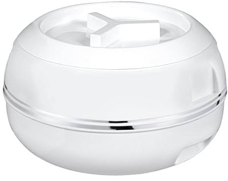M1SS 5500ml Insulated Casserole Dish 5.5 Litre with Lid Large White Insulated Soup/Salad Serving Dish - Double Wall, Stainless Steel, BPA-Free, with Locking Lid & Chrome Finish Gift Set for Christmas