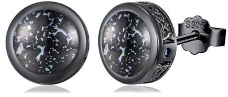 PARYFO Schwarzer Ohrstecker 925 Sterling Silber Keltischer Ohrstecker Onyx Ohrringe Wikinger Schmuck für Männer Frauen Mädchen Unisex