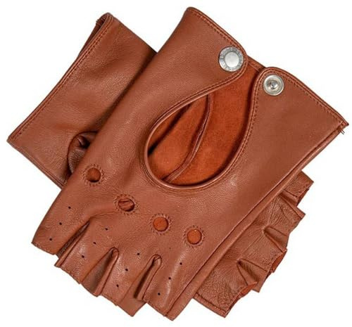 Dents Womens Paris Hairsheep Leather Half Finger Driving Gloves - Cognac Tan