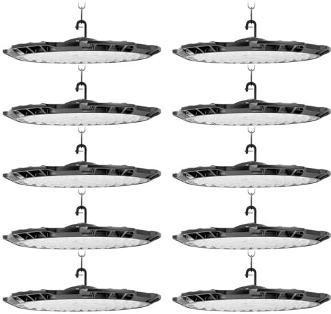 Bellanny UFO Hallenstrahler Werkstattlampe 300W, 10pc 30000LM Superhelle Industrielampe LED Werkstatt Deckenleuchte, 6500K Kaltweiß Deckenstrahler Hallenbeleuchtung für Fabriken Garage Lagerhaus Stadi