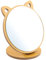 Miroir De Maquillage, Miroir De Maquillage en Bois, Miroir Pliable sur Pied, Miroir Maquillage sur Pied Reglable, Miroir Rond avec Tablette Bois, Petit Miroir Forme Oreille De Chat Créative