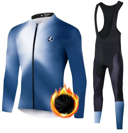 UGLY FROG 2026 Herren Radsportanzüge mit Thermofleecefutter Langarm Winter Radtrikot Set Radfahren Kleidung Langärmeliges Fahrradhose Winter+Radsportbrille Handschuhe