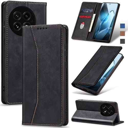 Jasonyu Coque pour OnePlus 13,Housse Etui en Cuir PU Portefeuille [Antichoc] [Magnétique] [Porte Cartes] [Stand Fonction] Flip Coque (Noir)