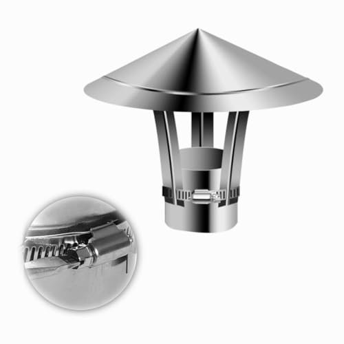 Generisch Ofenrohr Schornsteinkappe 50-300mm Edelstahl Schornsteinabdeckung Runde Dachkappe Regen- Und Schnee Schutztopf Kamin Schornstein Abdeckung(120mm/4.7in)