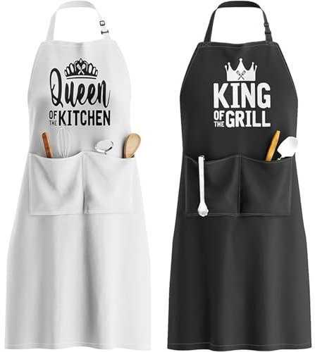 Sertay 2 Stücke Paar Geschenk Schürze Kochschürze, Verstellbar Kochschürze, Küchen Schürze Lustige, Für Zu Hause Oder Im Freien Grillen, Backen, Kochen