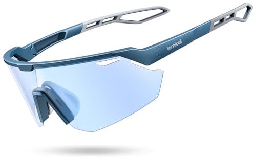 Lamicall Fahrradbrille Herren, Schnelle Brille Damen - [3S Selbsttönend] [28g TR-90 Ultraleicht] Sonnenbrille Fahrrad mit Verstellbare Nasenpad & Bügel, UV400 Laufbrille Sportbrille für Fahrrad/Laufen