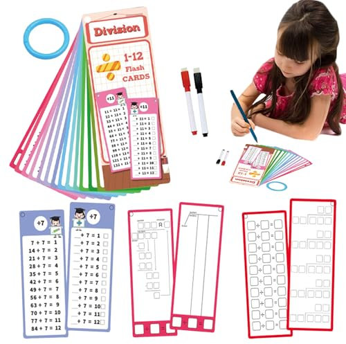 Djowyh Multiplikation FlashCard, Times Tische Flash -Karten | Times Tabellen Ressourcen für Kinder - Doppelseitiges interaktives Lernspiel mit 2 Trockener-Stiften für Klassenzimmer, Heimschule