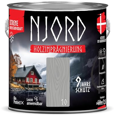 NJORD Holzimprägnierung 2,5 L Holzschutz bis zu 9 Jahre Holzfarbe (10) | Felsige Küste Wetterfester Schutzlack Holzlack Holzlasur