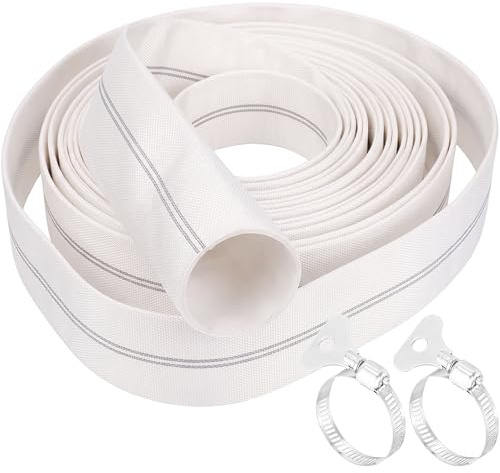 Yuragim Gewebeschlauch Ø 1 1/4 Zoll 32mm 10M Flachschlauch mit 2 Edelstahl Schlauchklemmen, Gewebeschlauchset aus Canvas und PE, für Garten, Landwirtschaft, Industrie zum Anschluss an Tauchpumpen