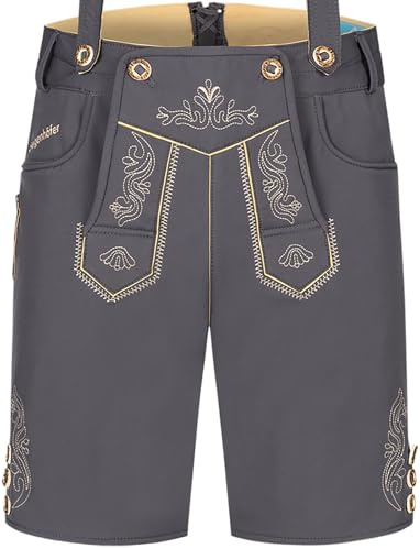 Steigenhöfer Manufaktur Kurze Trachten Softshell Hose mit Träger im Lederhosen Look - Lukas - Lederhose Herren Tracht - Wasser- und windabweisend mit Trägern für Oktoberfest
