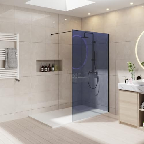 NRG 1200 x 1950mm Grey Wetroom Screen Walk in Shower Enclosure 8mm Easy Clean Glass Wet Room Screen Panel