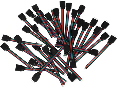 TOYANDONA 40pcs Pin LED Strip Connector Wire Cable Kit Female and Male Connectors Plug and Play RGB LED Light Strip Extension for DIY Christmas Tree and Party Decoration