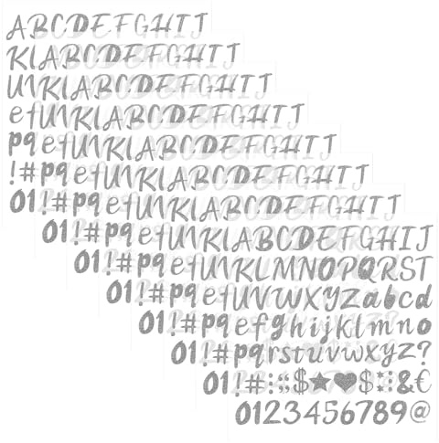648 Stück 8 Bögen Glitzer Buchstaben Aufkleber Selbstklebend Buchstaben Aufkleber Buchstabe Glitzer Nummer Sticker Klebebuchstaben Selbstklebend Silber Buchstabe für Scrapbooking(Silber,1 Zoll)
